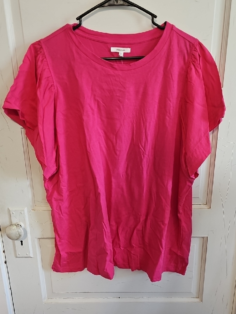 Maurices Hot Pink Short-Sleeve Flutter Tee